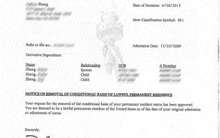 祝贺郑先生获得美国投资移民I-829批准函