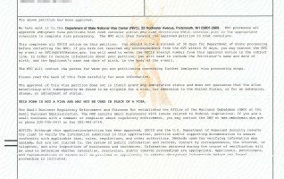 祝贺我司客户W先生收到美国I-526批准函