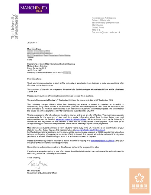 恭喜Z同学获得英国学校录取通知书